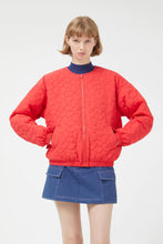 Load image into Gallery viewer, Red Quilted Flower Bomber