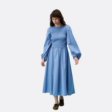 Load image into Gallery viewer, Classic Shirt Stripe Shirred Dress
