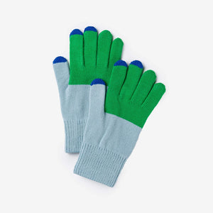 Colorblock Touch Screen Gloves in Kelly Stone Blue