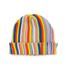 Load image into Gallery viewer, Circus Striped Knit Beanie Rainbow
