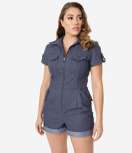 Load image into Gallery viewer, Rivetingly Retro Jean Romper
