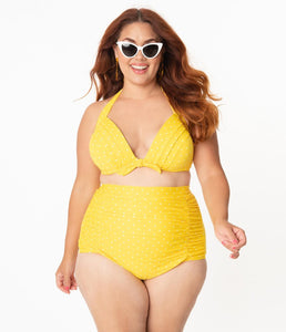 Yellow Polkadot Bikini Top