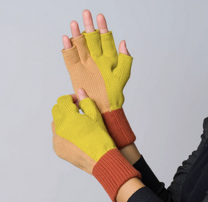 Polder Knit Fingerless Gloves: Golden Olive