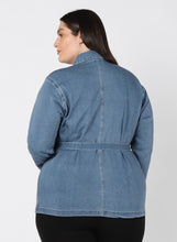 Load image into Gallery viewer, Plus: Belted Denim Jacket
