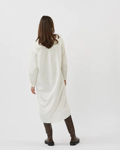 Cotton Midi Shirt Dress: White