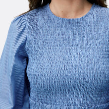 Load image into Gallery viewer, Classic Shirt Stripe Shirred Dress
