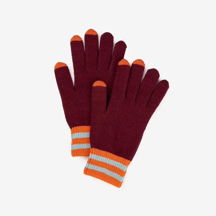 Colorblock Touch Screen Gloves in Wine