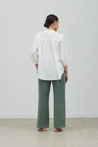 Malachite Wide-Leg Gauze Pant