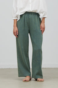 Malachite Wide-Leg Gauze Pant