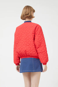 Red Quilted Flower Bomber