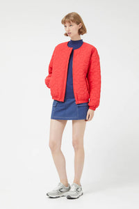 Red Quilted Flower Bomber