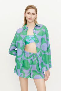Block Print Emerald Button Down