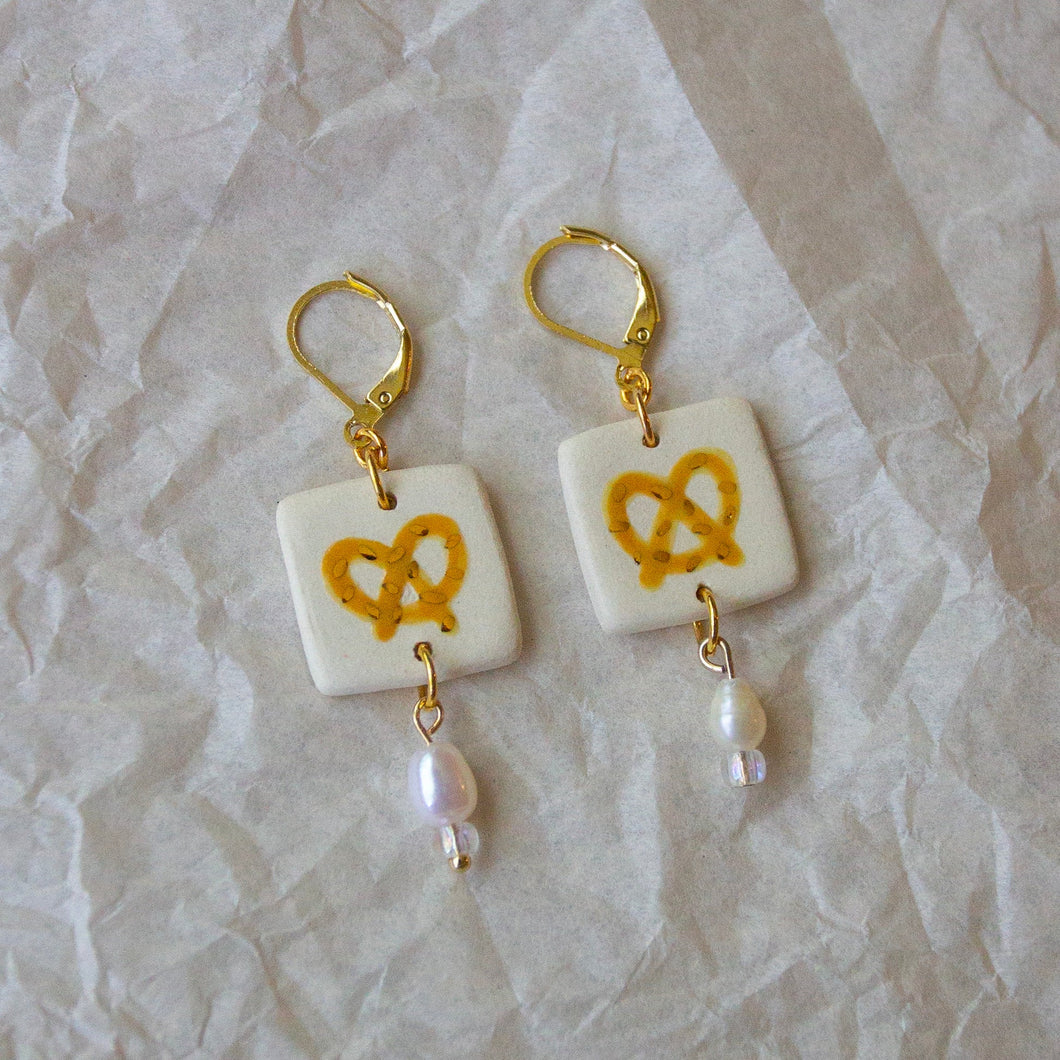 Pretzel Tile Dainty Earrings