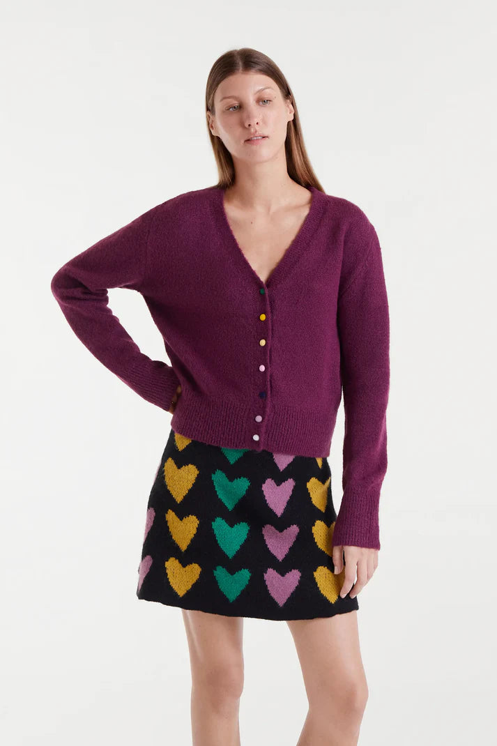 Colourful Buttons Burgundy Sweater