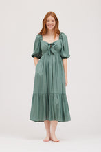 Load image into Gallery viewer, Fancy Fern Satin Tie-Front Dress

