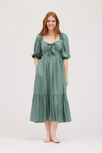 Fancy Fern Satin Tie-Front Dress