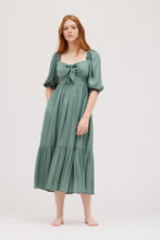 Load image into Gallery viewer, Fancy Fern Satin Tie-Front Dress
