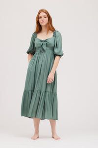 Fancy Fern Satin Tie-Front Dress