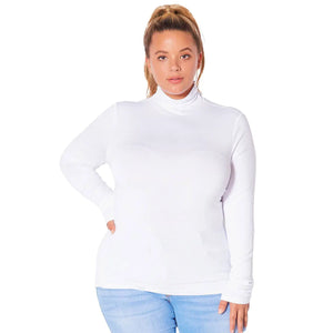 Plus Size Long Sleeved Layering Turtleneck