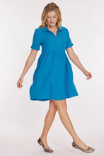 Load image into Gallery viewer, Roll-up Sleeve Cotton Gauze Tiered Back Dress (3 Colours)
