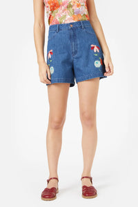 Embroidered Denim Short