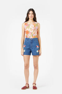 Embroidered Denim Short