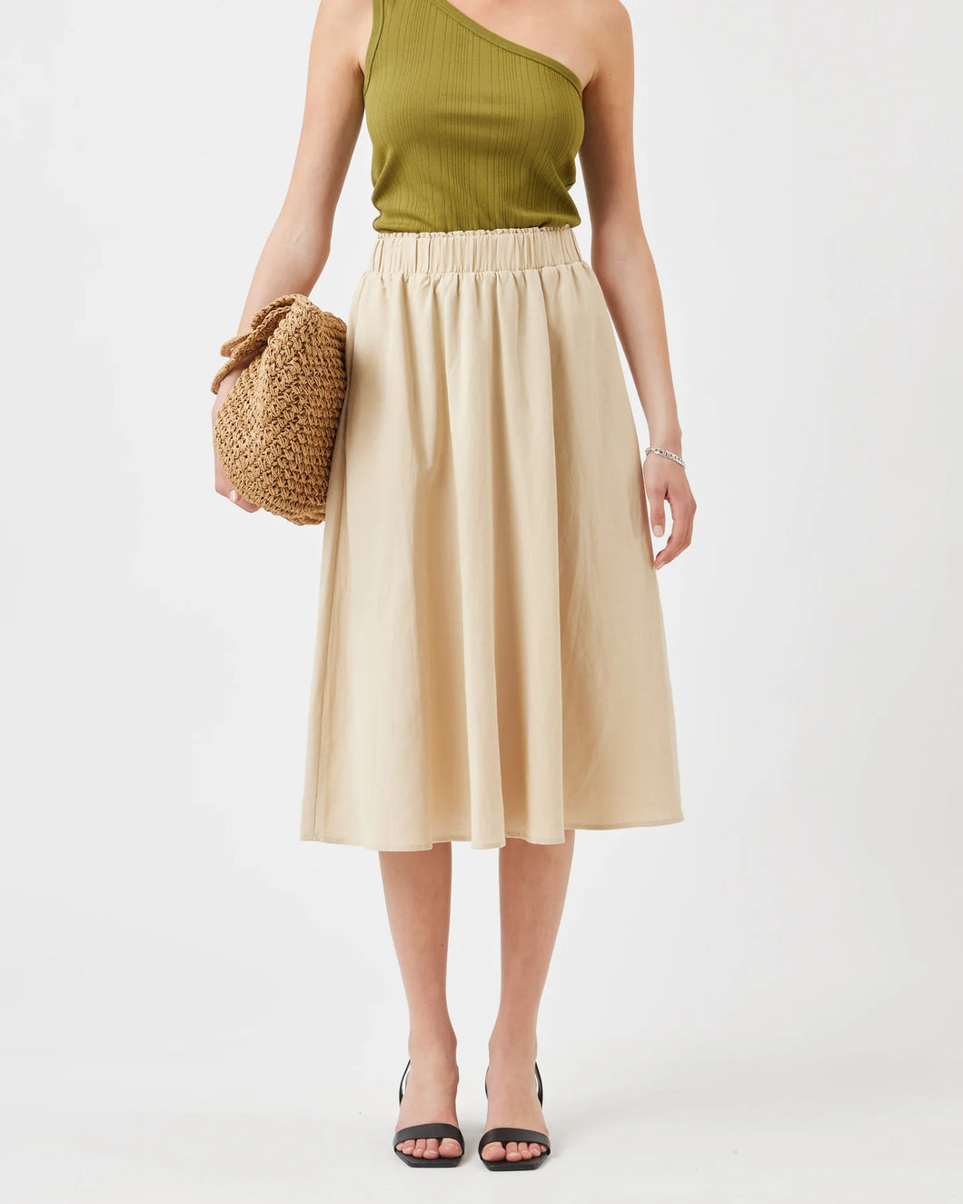 The Lovely Linen-Blend Full Skirt