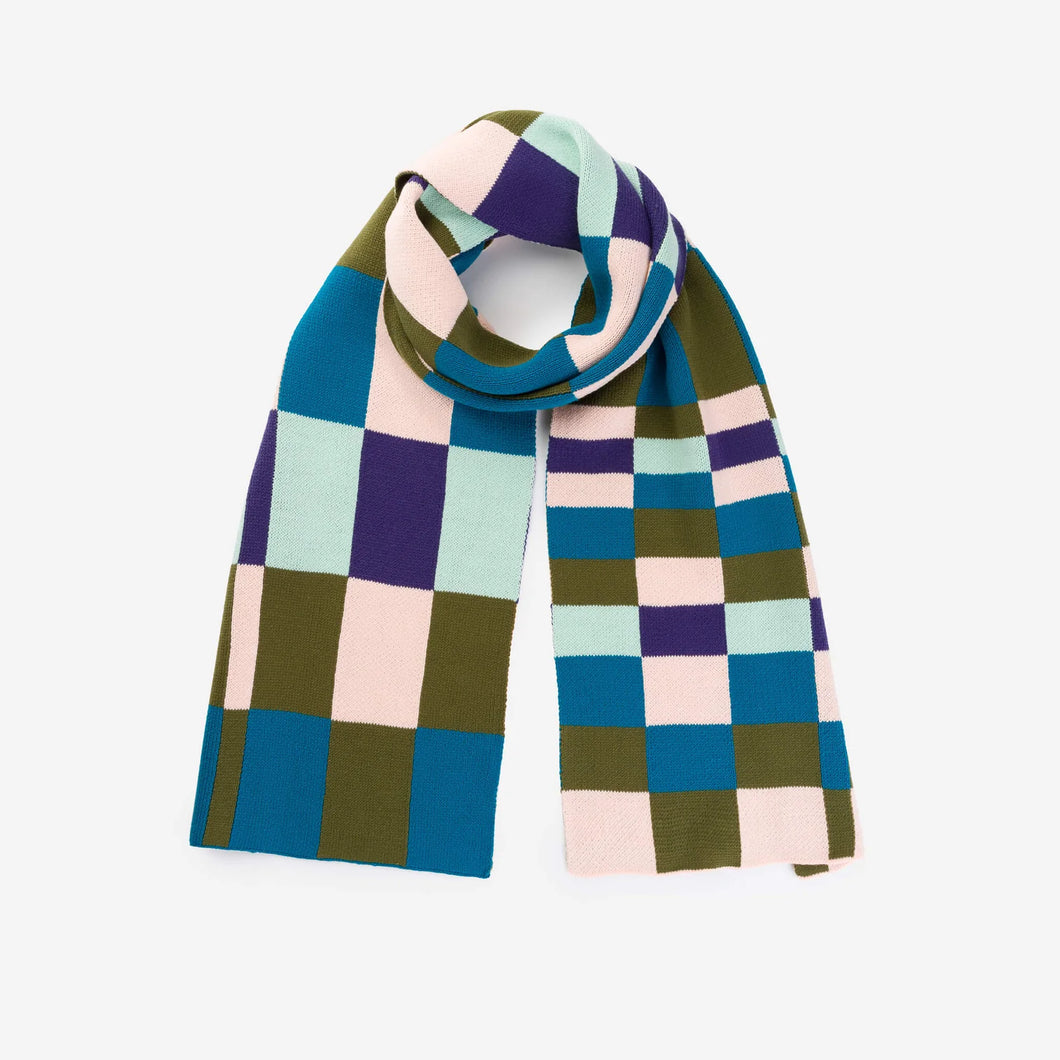 Tiles Big Scarf: Blush Teal