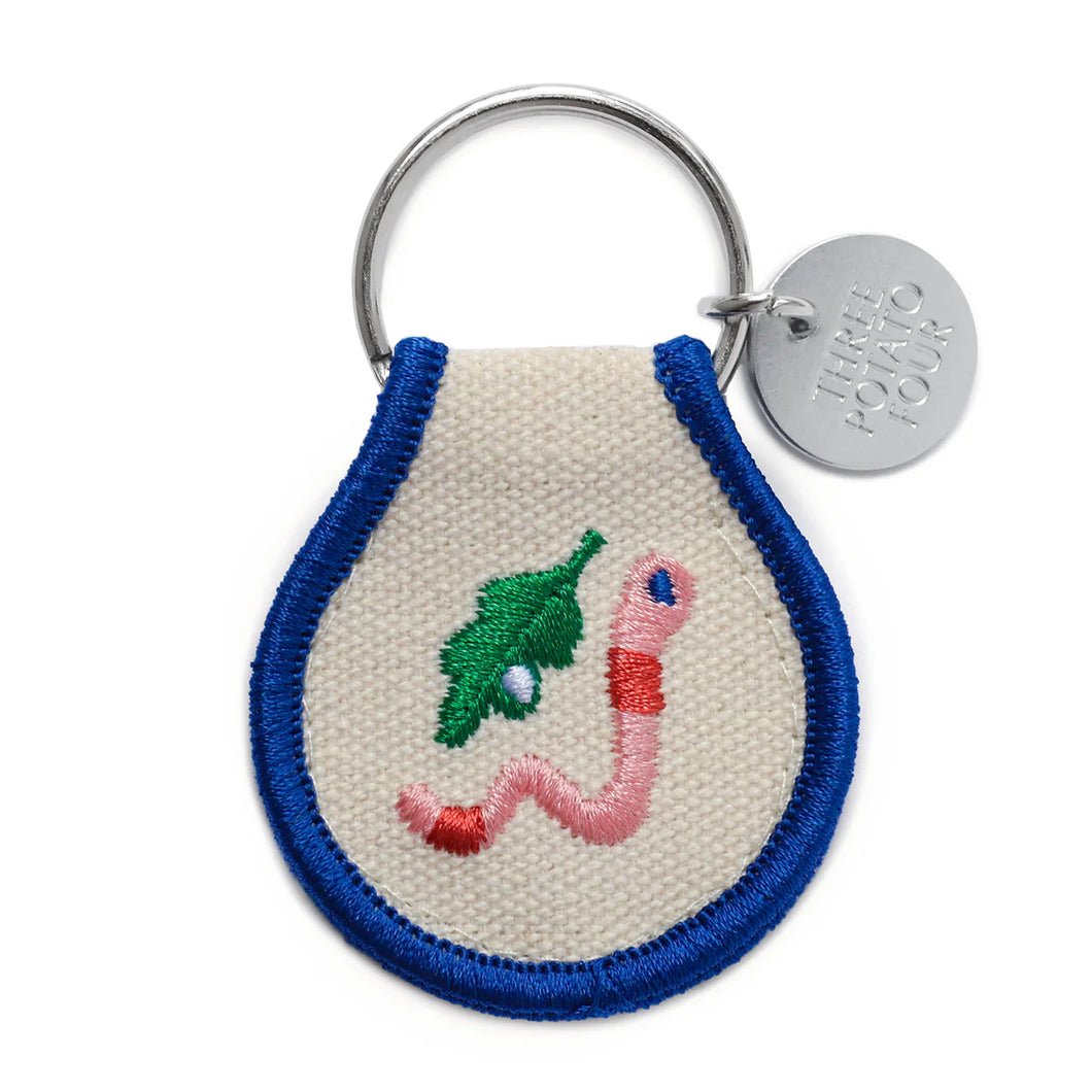 Worm Embroidered Patch Keychain