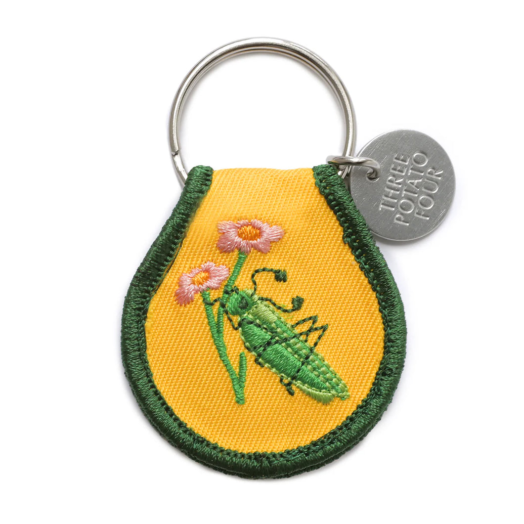 Grasshopper Embroidered Patch Keychain