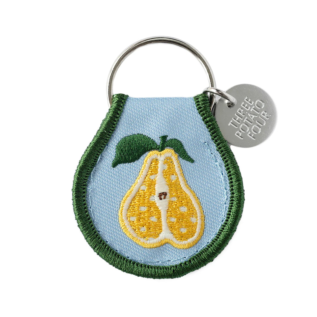 Pear Embroidered Patch Keychain