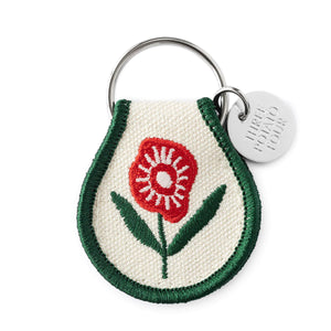 Poppy Embroidered Patch Keychain