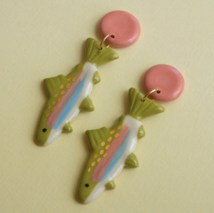 Ceramic Trout Earrings by Meghan Macwhirter