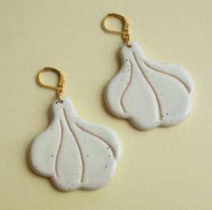 Ceramic Garlic Earrings by Meghan Macwhirter