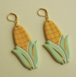 Ceramic Corn on the Cob Earrings by Meghan Macwhirter