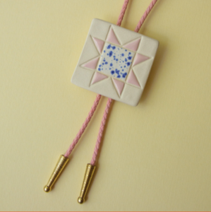 Ceramic Quilt Bolo Tie