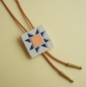 Ceramic Quilt Bolo Tie