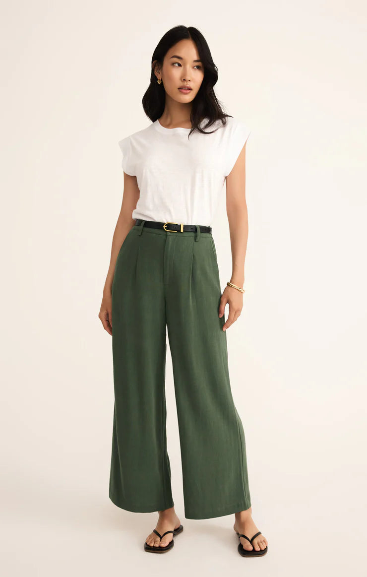 Vista Linen Trouser Dark Agave