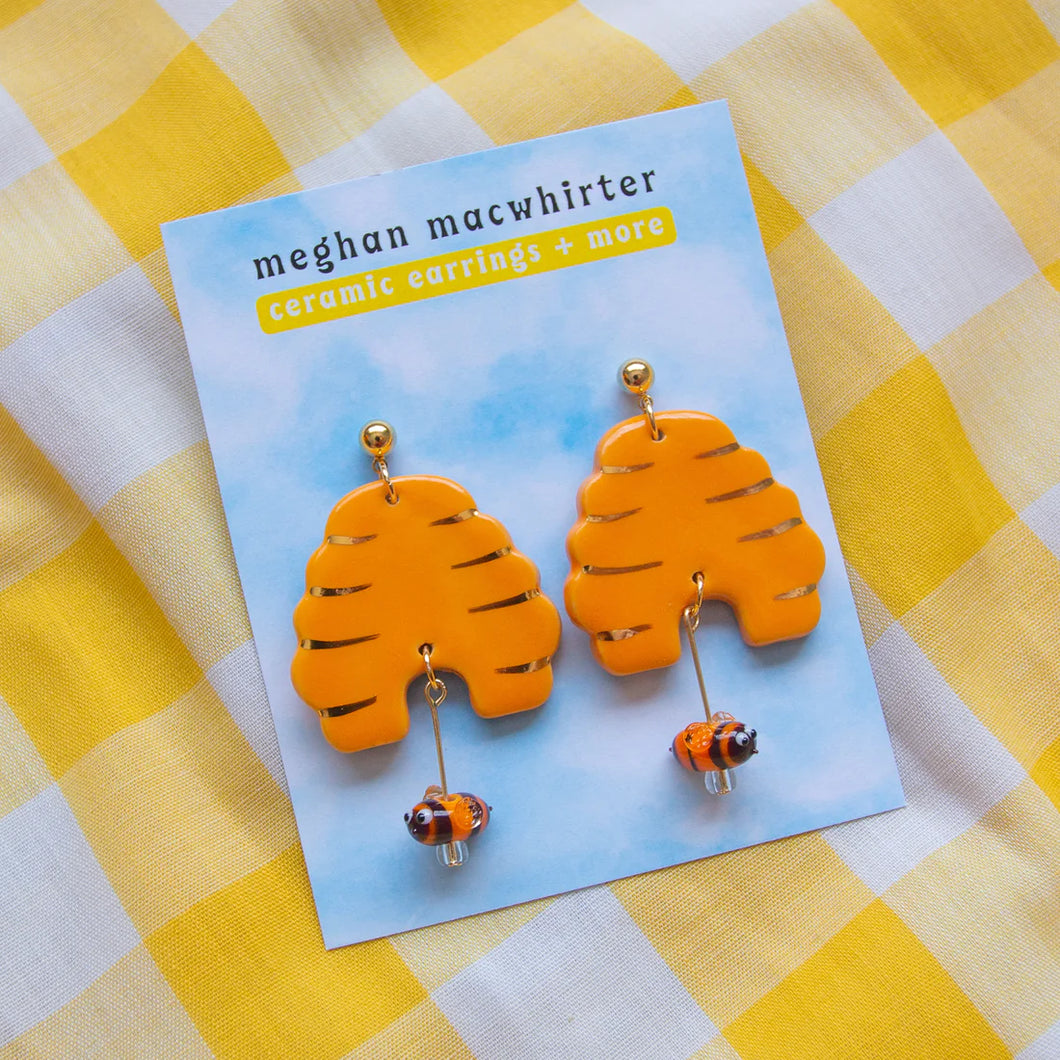 Ceramic Beehive Earrings by Meghan Macwhirter