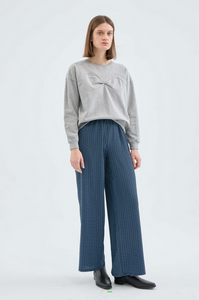 Blue Woven Check Easy Pant