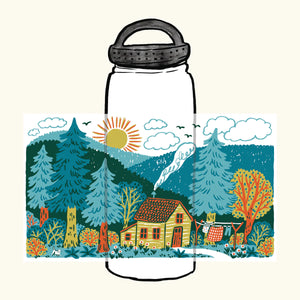 Woodland Cottage Water Bottle by Phoebe Wahl