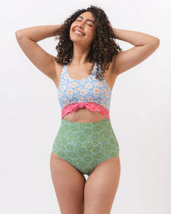 Knotted One-Piece in Daisy Patch