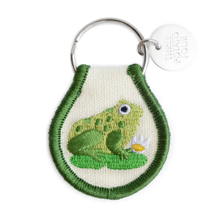Frog Embroidered Patch Keychain