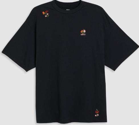 Embroidered Folk Floral Oversize Tee