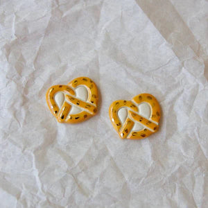 Pretzel Stud Ceramic Earrings by Meghan Macwhirter