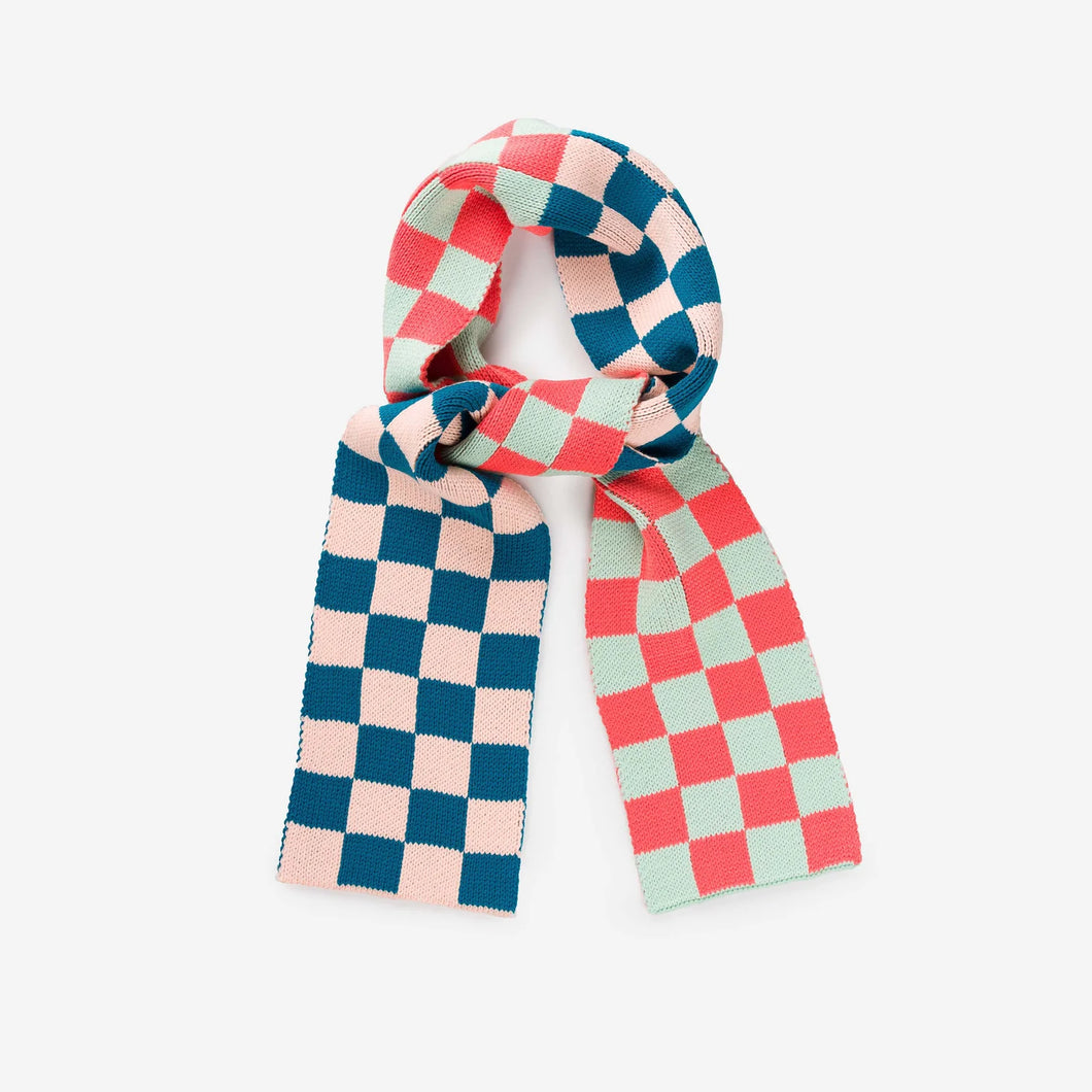 Checkerboard Mini Scarf: Melon Jade