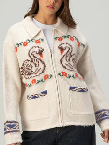 Two Swans Zip Cardigan