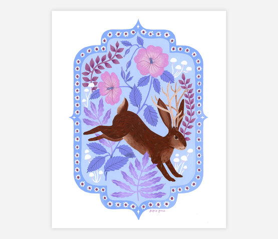 Floral Jackalope Print (8x10)