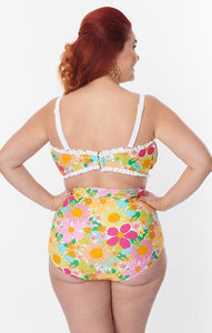 70s Floral High-Waisted Bottoms (up to 3X)