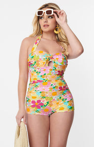 70s Floral One-Piece (up to 3X)